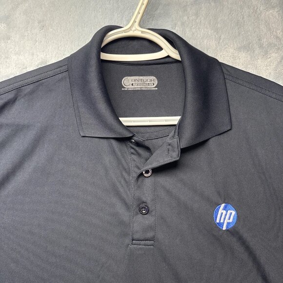 Hewlett-Packard Black Dri-Fit Golf Polo Shirt On Tour Mens Size Medium M Logo - Picture 2 of 8